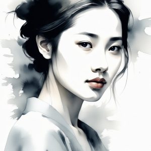 ☁️清冷如烟：新中式极简水墨意境 AI 头像