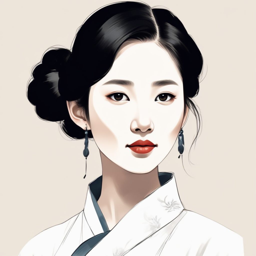 🦢清冷新中式！AI头像制作：水墨留白韵味东方美人