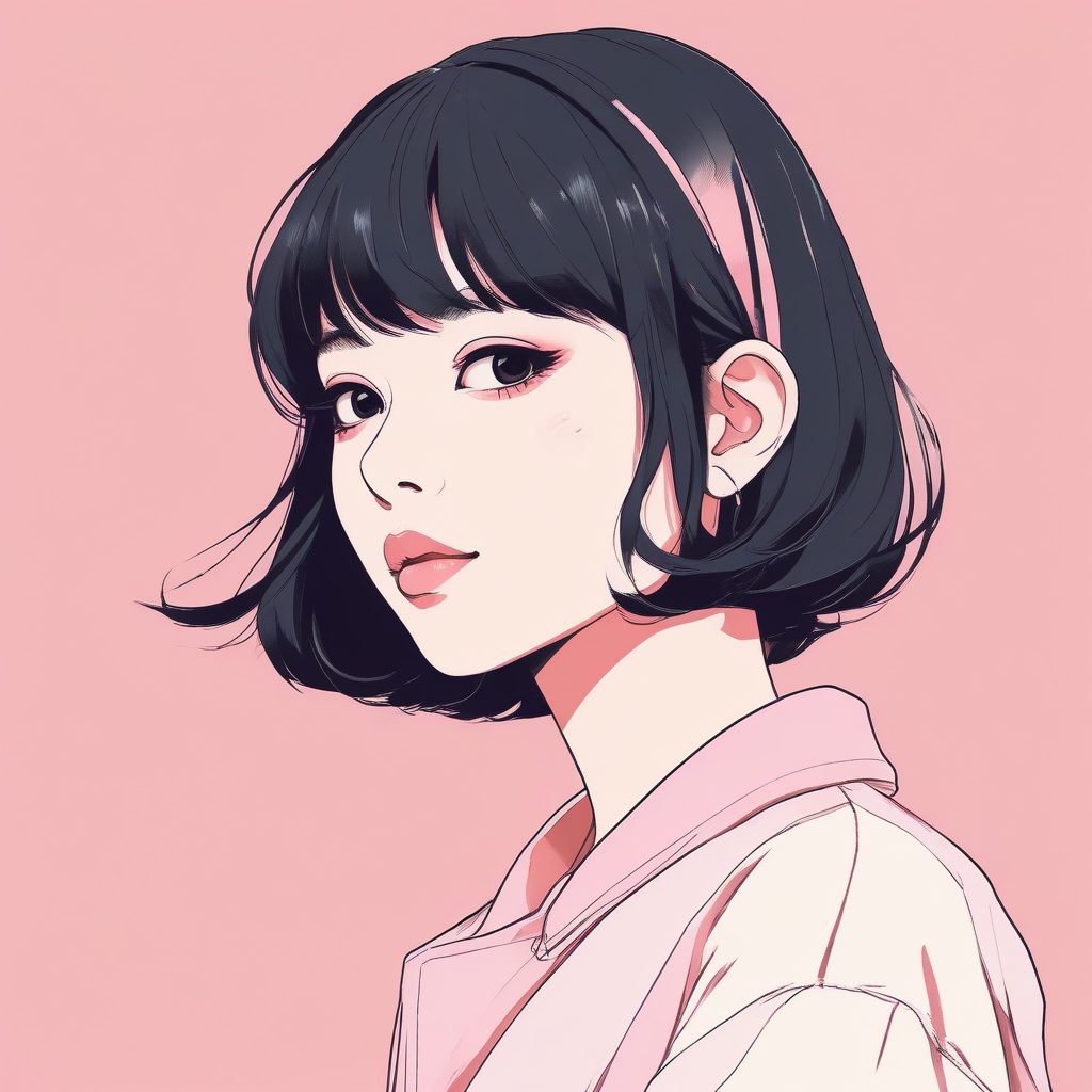 🌸 日系极简风女孩：短发少女头像让你的朋友圈清新治愈