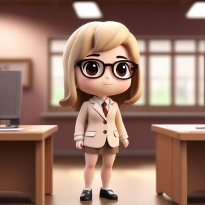 🍎柔光治愈系：Q版女教师 3D 盲盒头像 AI 绘画