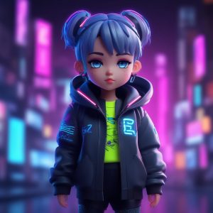 💙 赛博霓虹感！在线头像生成：高冷酷拽机能风Q版少女，科技感拉满