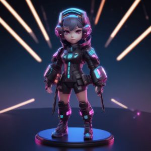 赛博少女！酷帅3D Q版AI头像真的太顶了✨