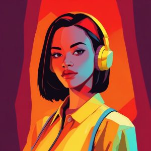 🎨 色块拼接少女：明亮平涂风头像分享