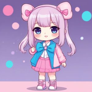 🎀 少女心炸裂！粉蓝撞色日系 Q 版 AI 头像分享