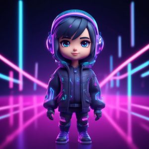 🎆未来都市：3D 赛博朋克 Q 版少女头像，霓虹光影超炫酷