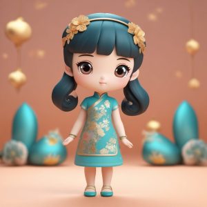 ✨新中式美学 AI 绘画: 3D盲盒Q版旗袍少女头像