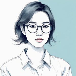 盐系女孩头像：极简线条感韩式画风 👓