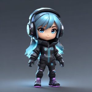 🎸硬核萌妹AI生成头像:赛博Q版盲盒,科技感爆棚✨
