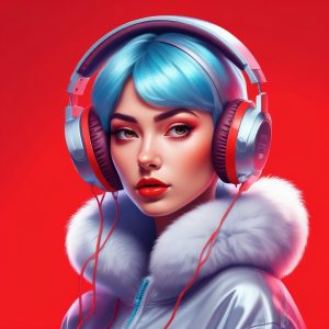 🎧 蒸汽波氛围：戴耳机的千禧少女，漫游电子梦境