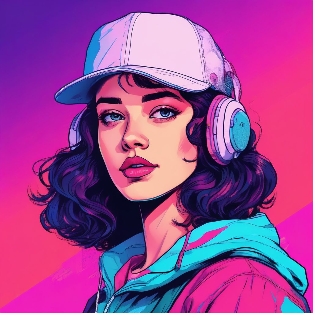 蒸汽波幻觉：故障艺术感的Y2K女孩头像💖