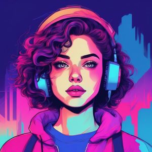 🌊蒸汽波幻像！AI生成头像：失真美学下的复古少女