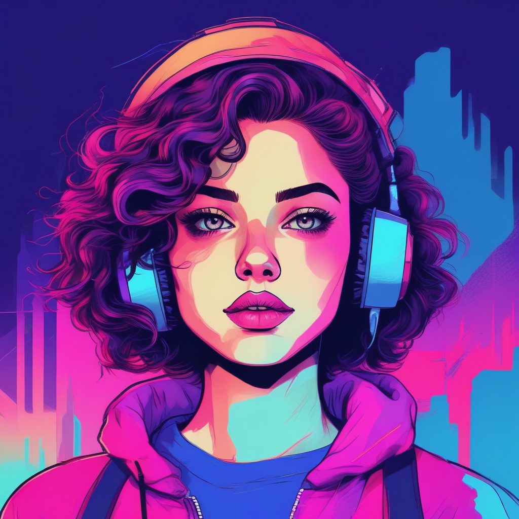 🌊蒸汽波幻像！AI生成头像：失真美学下的复古少女
