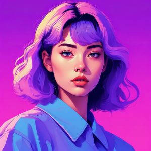 ☁️ 蒸汽波幻想 AI 头像：迷幻极简主义下的少女肖像