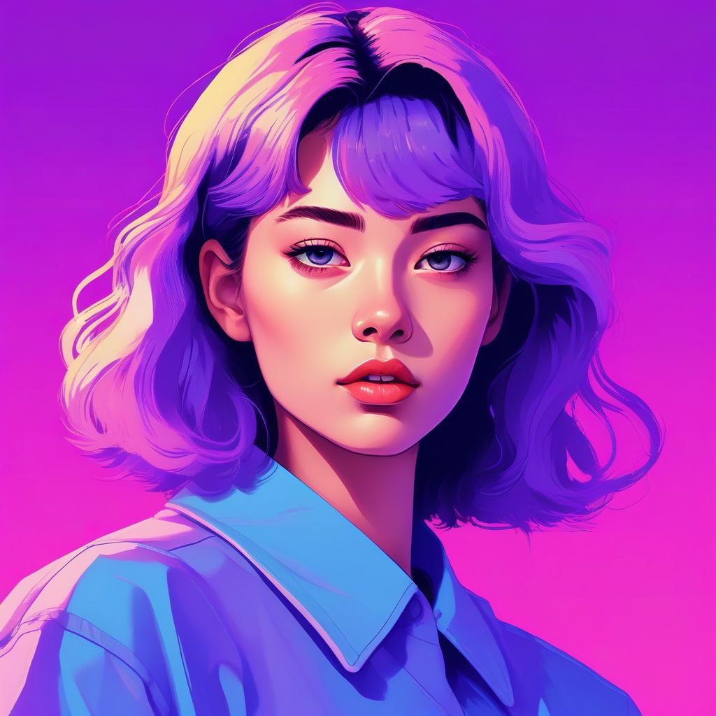 ☁️ 蒸汽波幻想 AI 头像：迷幻极简主义下的少女肖像