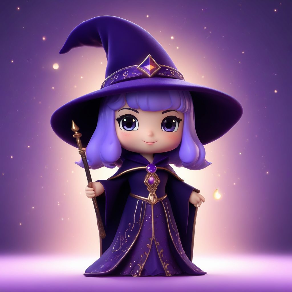 💜紫色梦幻：AI 绘画 Q 版小魔女盲盒头像，甜酷少女心必备