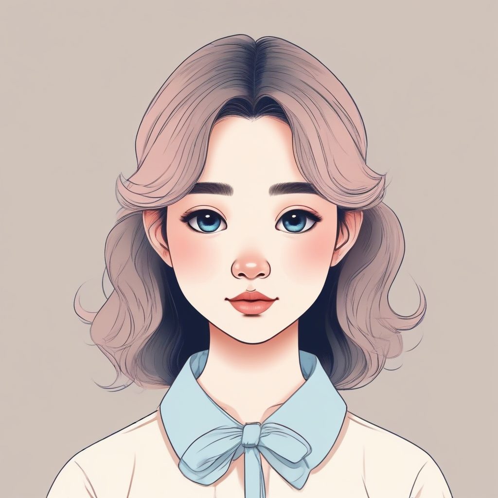 🎀 粉蓝系极简手绘插画:一眼心动的软萌少女AI头像生成