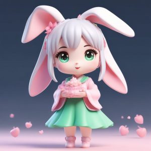 🎀 一键生成Q版3D盲盒风AI头像:软萌兔耳少女治愈系全身立绘